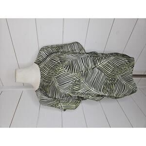 Michael Kors XS white black & green flutter sleeve blouse